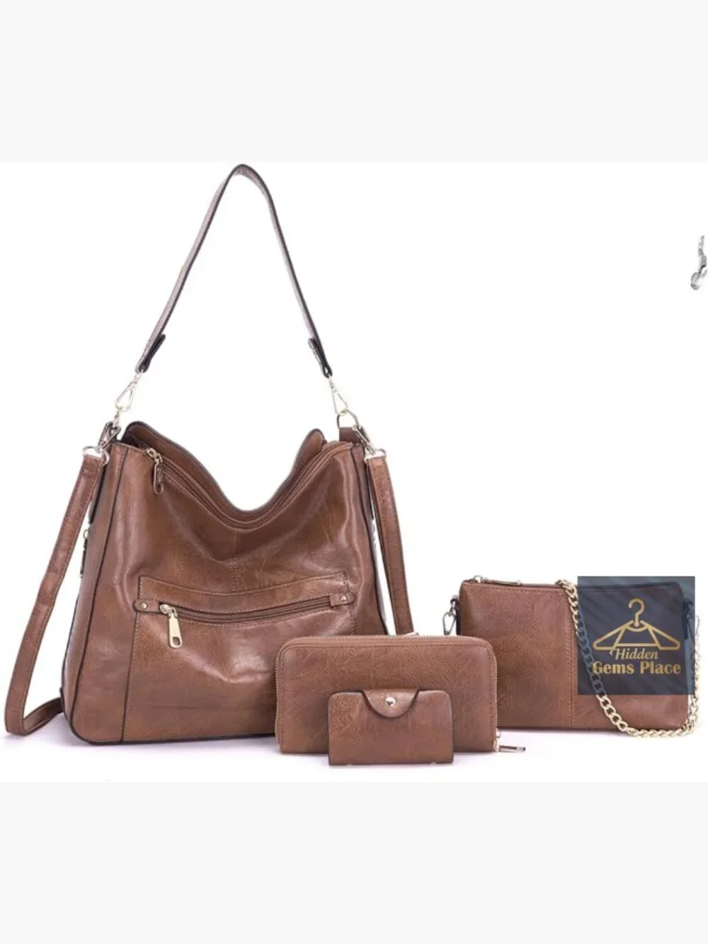 Large Crossbody Purse Set for Women, 4-Piece Hobo Tote with Matching Wallet